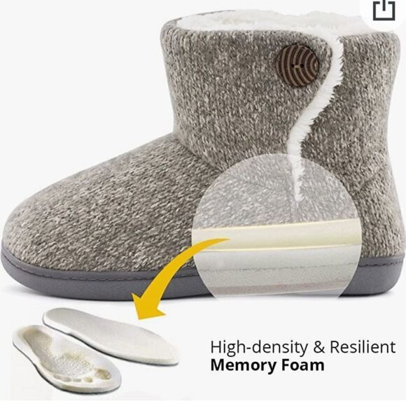 ULTRAIDEAS Women's Camber Fleece‎ Bootie Slipper with Memory Foam M Light Grey - Picture 5 of 10